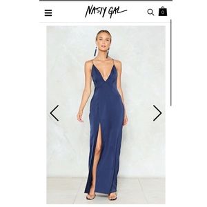 Nasty Gal navy maxi dress gown house of cb